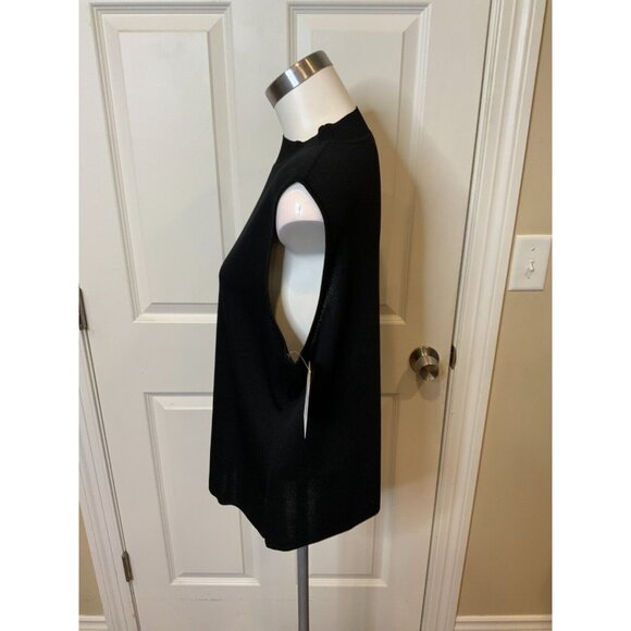 Exclusively Misook Black Thin Knit Mock Neck Sleeveless Top, Size 2P - Picture 3 of 5